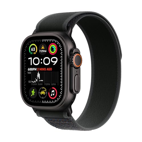 Apple Watch Ultra 2 [GPS + Cellular 49mm] Smartwatch, Sport Watch with Black Titanium Case with Black Trail Loop – S/M. Fitness Tracker, Precision GPS, Action Button, Carbon Neutral