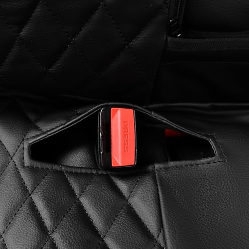Image of CAR PASS Faux Leather Back Seat Cover, Universal Quilting Waterproof Bench Rear Seat Cover Universal car seat Cover Fit 95% Automotive Interior Covers for Sedans SUVs Vans Small Trucks, All Black