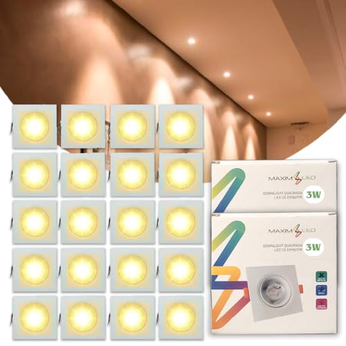 Kit 20 Unidades Spot Painel Led Quadrado 3w BIVOLT Direcionável Embutir Forro Gesso Madeira (MAXIM L