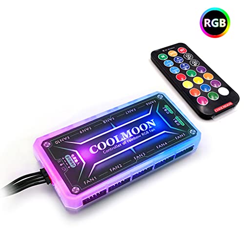 kdjsic COOLMOON - Mando a distancia RGB DC12V 5A LED controlador inteligente de color con 10 puertos de ventilador de 6 pines, 2 puertos de barra de luz de 4 pines - imagen 3