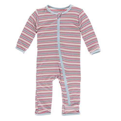 KicKee Pants Little Girls Print Coverall with Zipper - India Dawn Stripe, 9-12 Months