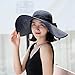 Women's Folable Floppy Hat,Wide Brim Sun Protection Straw Hat, Summer UV Protection Beach Cap(Navy Blue)