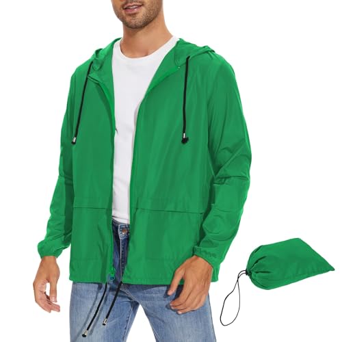 Image of Zando Packable Mens Rain Jacket Lightweight Raincoat Waterproof with Hood Outdoor Windbreaker Jacket Travel Rain Jackets