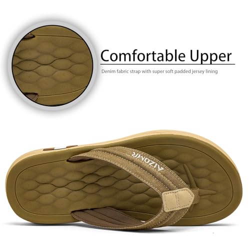 Image of Mens Flip Flops Thong Sandals Lightweight Comfortable Summer Beach Slides Soft Cushion Footbed Open Toe Slippers for Pool Showers Dorms Water Friendly Indoor and Outdoor