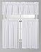 Elegant Home Collection 3 Piece Solid Color Faux Silk Blackout Kitchen Window Curtain Set with Tiers and Valance Solid Color Lined Thermal Blackout Drape Window Treatment Set #K3 (White)
