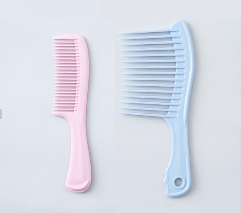 Set de peines para cabello de dientes anchos y finos, 2 piezas miniatura 1