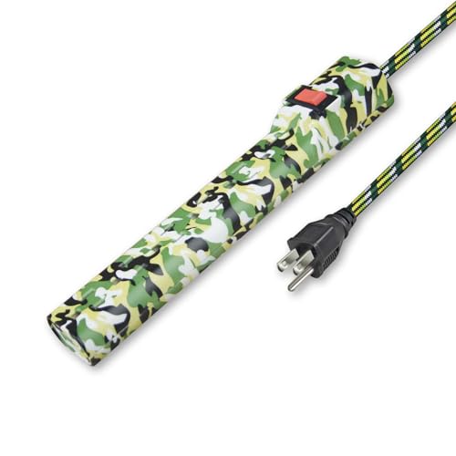 OSKOS Multitoma 6 Salidas con Cable Trenzado de 1.83 m, Protector de Circuito Integrado, Montable en Pared, Verde Camuflaje miniatura 2