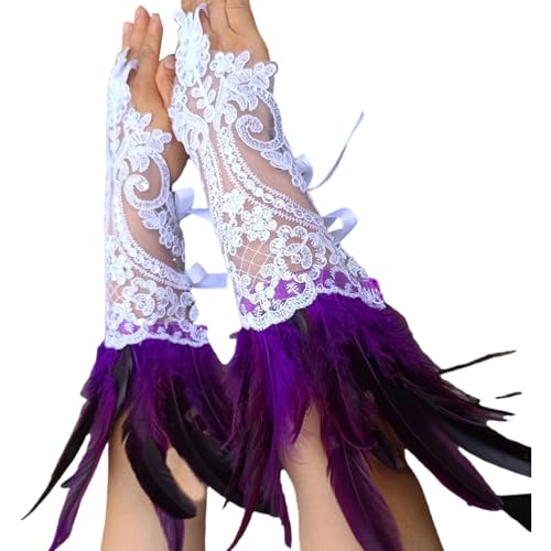 Guantes de encaje con cristales para fiestas de disfraces elegantes