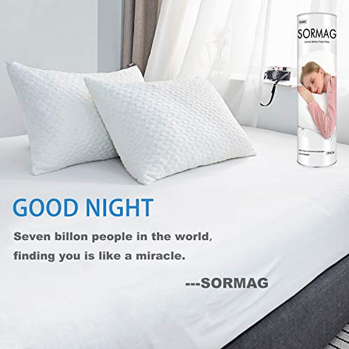SORMAG Adjustable Shredded Memory Foam Pillows for Sleeping (2 Pack), Bamboo Cooling Bed Pillows Neck Support for Back, Stomach, Side Sleepers-Queen Size - Thumbnail 3