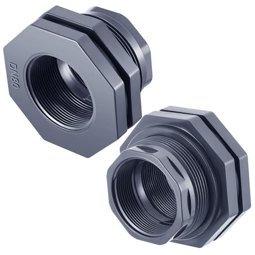Image of 2 Pcs 3 Inch Bulkhead Fitting PVC Npt Tank Connector