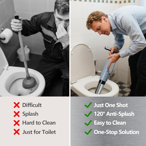 Demiwise High Pressure Toilet Plunger, Multi-Purpose Household Heavy Duty Toilet Auger with 6 Heads, 8 Bar Plungers for Bathrooms, Floors, Showers and More, Grey. by Demiwise - Image 2