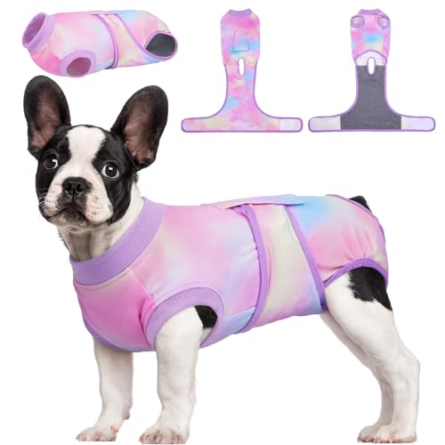 Kuoser Recovery Suit for Dogs, Adjustable Female Spay Dog Surgery Suit, Pet Surgical Shirt Male Neuter Anti Licking Abdominal Wounds Puppy Onesie Bodysuit, Alternative to Doggie Cone After Surgery