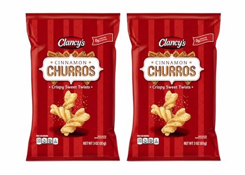Cinnamon Churros Classic fair-style Snacks 3 oz (85g) Each – Sweet Crispy Cinnamon Sugar Pastry Bites Ready-to-Eat Dessert Treat Portable Crunchy Snack Pack Shareable Party Snack Lunchbox Travel Pantry Food Bundle (2 pack Churro)