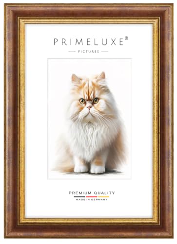 PrimeLuxe Baroque Cadres photo sur mesure 80 x 100 cm en Rouge Or | Taille sélectionnable | Verre acrylique incassable | Cadre pour affiches | Puzzle | Collage | EC047