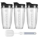 3 Pack Blender Cups Replacement For Ninja,24oz Blender Cups with Sip & Seal Lids Compatible with Ninja BL450 BL456 BL480 BL482 BL640 BL642 BL682 BN401 BN751 BN800 BN801 BL2012 SS101 SS151 SS351
