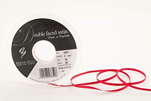 Berisfords Double FACE Poly Satin Ribbon, BlackBerry, 15 mm