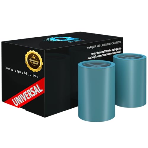 weAQUA Heavy Duty NO BS Shower Filter Replacement Cartridge 2 Pack 99% Removal of Hard Water Chlorine Heavy Metals & Fluoride Universal Fit High Output (Teal)