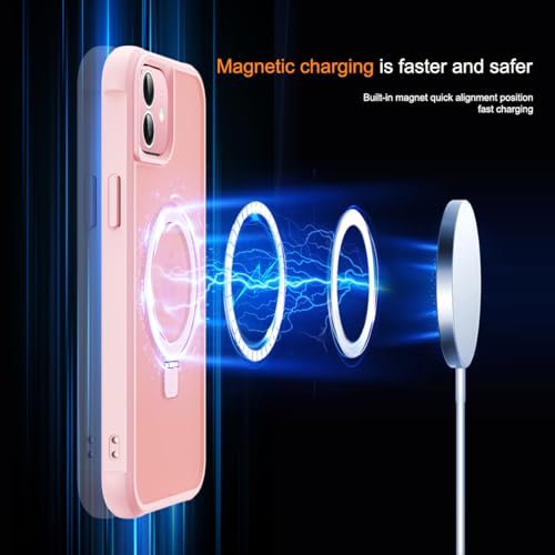 SKYLMW Compatible with iPhone 12 Case & iPhone 12 Pro Case with Invisible Magnetic O-Ring Stand Translucent Phone Cases 6.1" [Compatible with Mag-Safe][Great Grip Feeling], Pink by SKYLMW - Image 3