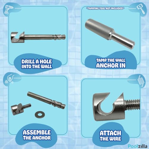 Poolzilla 01-01-010-5PK 5-Pack Stainless Steel 3 Inch Wall Anchor For Pool Safety Cover thumb #3