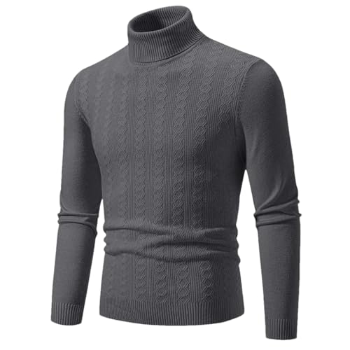 Men Slim Fit High Neck Sweater Long Sleeve Casual Warm Knit Pullover Jumper Tops