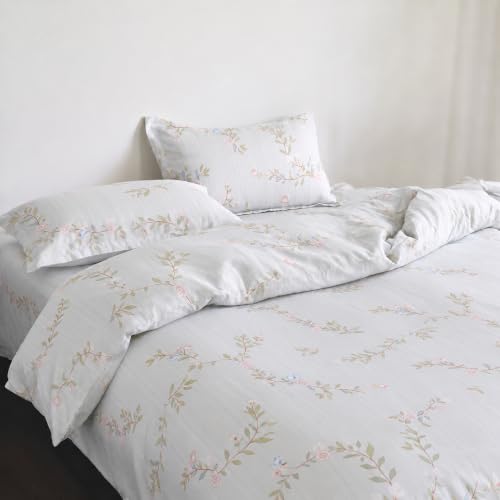 Image of Home Elegance from House of Mytrident | Linen Feel Bed Sheet for Double Bed King Size with Two Pillow Covers | Ultrasoft | Floral 274cm x 250cm | myTrident - Birch Mint