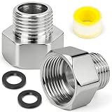 FLEXNOVA 2 Stück Reduzierung 1/2 auf 3/8, Edelstahl Reduzierstück Adapter 3/8 auf 1/2 Adapter Wasser mit Dichtband und Dichtung Gewindefitting für Wasserleitungen AGØ16mm x IGØ20mm