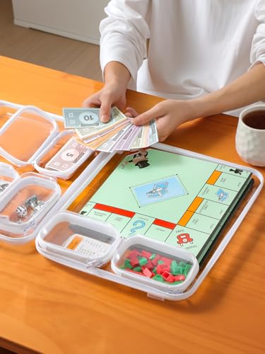 Image of CoiiJoii Board Game Storage, Extra Small Clear Hard Shell Case with Zipper, 4 Packs Board Game Organizer and Storage for Games Craft Hobby Art Supplies