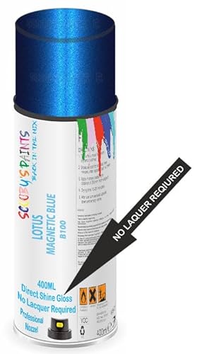 SCOOBYS PAINTS BACK IN THE MIX Direct Gloss Aerosol Spray Paint For Lotus Magnetic Blue Code: B100 No Lacquer Required