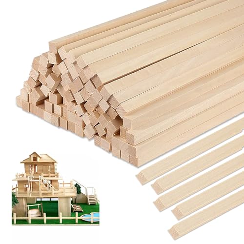 100 Piezas Palitos de Madera, 300 x 3 x 3 mm Palos Cuadrados de Madera, Palitos de Maderas Listones de Maderas para Manualidades Bricolaje Modelismo Decorar