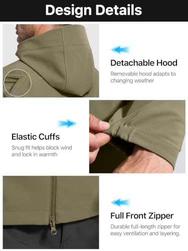 Image of FREE SOLDIER Men's Waterproof Softshell Jacket Fleece Lined Outdoor Jacket Tactical Military Hoodie Windbreaker