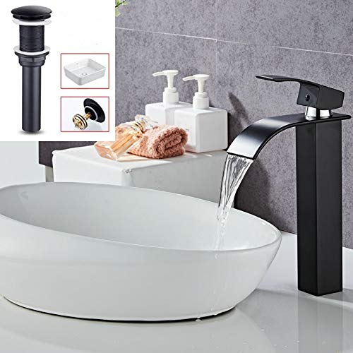 Robinet de lavabo de salle de bain anti-calcaire mitigeur cascade eau chaude avec bonde à clic