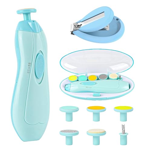 Image of Ankyle Baby Nail Electric Trimmer with with a Nail Clipper, Polish Grooming Kit with 6 Grinding Head - LED Light Safe Nail Clippers Nail File Kit for Infant Toddler or Adults Toes and Fingernails