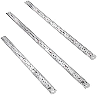 Siumir Stainless Steel Rulers Including 40cm (16 inch)/ 50cm(20 inch)/ 60cm(24 inch) Dual Double Side Precision Metal Ruler Kit Straight Edge Measuring Tool for Office Engineering Drawings 3pcs/1 Set