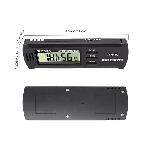 INKBIRD Digital Thermometer Hygrometer ITH-10, Accurate Temperature & Humidity Monitor for Home, Versatile Indoor Temp Meter Humid Gauge, Compact Design, °C/°F Switch, Max/Min Record, Reliable Reading