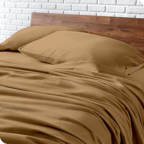 Image of YRM Bedding's 400-TC Top Selling Egyptian Cotton Hotel Quality Bedsheet (102x108 inches) with 2-Pillow Covers King Size -Beige