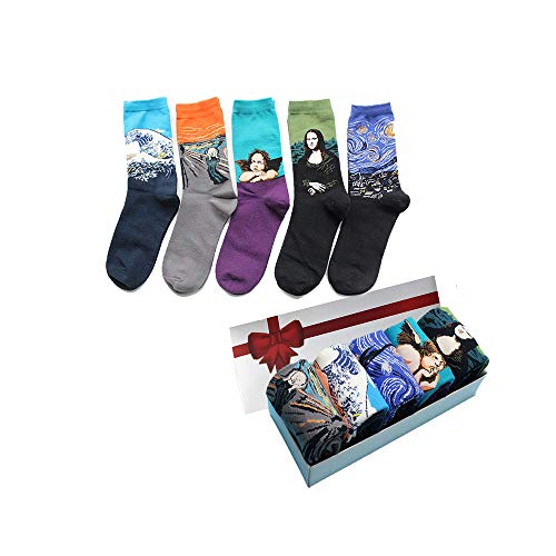 TTD 5 pares para mujer calcetines divertidos lindos calcetines animales de algodón con tripulación informal con caja de regalo