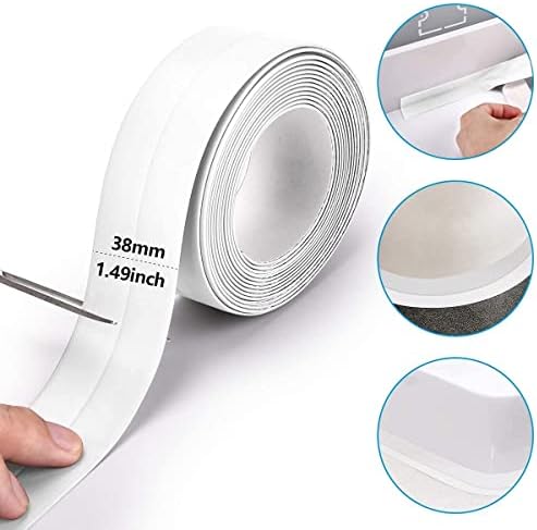 2 Rolls Bath Sealant Strip - White 21ft Self Adhesive Caulk Strip Sealant Tape Waterproof Tape for Kitchen, Sink,Bathroom, Bathtub, Toilet, Wall Floor, with Sealing Tool