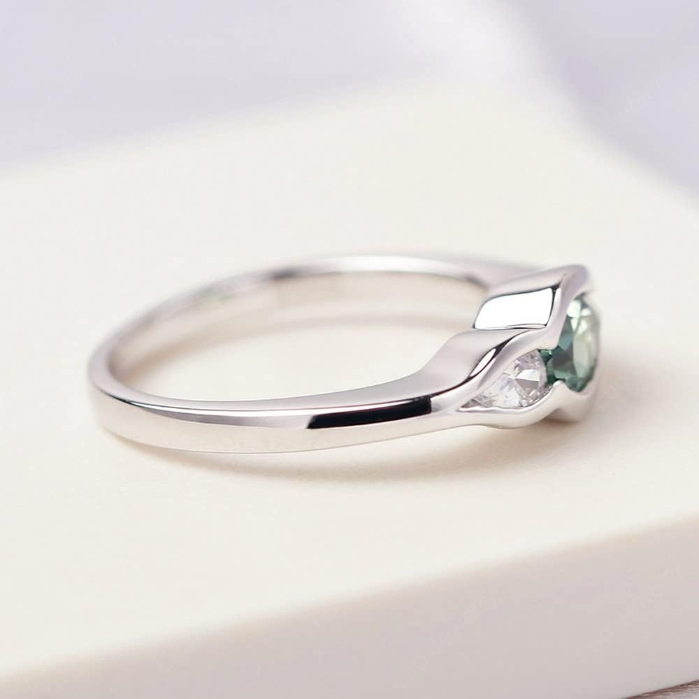 925 Sterling Silver Pear Shaped 7X5 MM Gemstone Ring 2 Stones Anniversary Ring for Women Jewelry