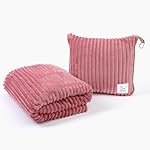 Premium Travel blanket pillow - XL 50"x70" | 2 in 1 Travel Blanket Airplane Compact with Bag having Hand Luggage Sleeve & Backpack Clip | Roadtrip, Hiking and long flight must haves | Airplane Comfort