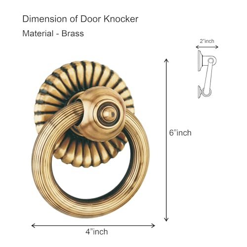 Image of COMPASS Gulf Flower Door Knocker | Gulf Flower Shape Door Knocker | Handmade Door Knocker for Front Door Brass | 6 inch | Pack of 1