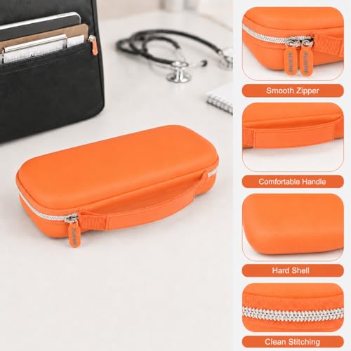 Image of ALKOO Stethoscope Case for 3M Littmann Classic III /Cardiology IV, Orange | for MDF Acoustica Stethoscopes, for Nurses, Doctors, Nursing School Essentials, Students, Clinic, EMS, Travel, Hard Bag Only