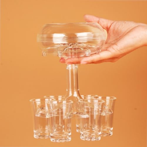 ALEVMOOM Schnapsglasspender und Halter, Verstellbarer Acryl-Schnapsspender mit 6 Trinkgläsern aus lebensmittelechtem Plexiglas, für Bierspender für Bar-Partys, Trinkwerkzeuge mit Bürste