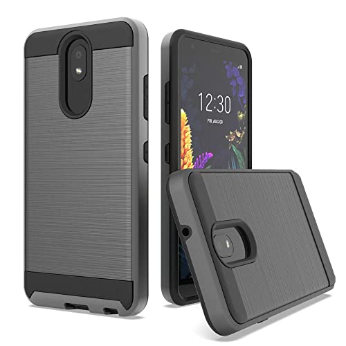 NEM Case Compatible with LG K30 (2019)/Arena 2/Neon Plus/Tribute Royal/Escape Plus/Journey LTE/Prime 2/ Aristo 4/4+, Brushed Dual Layer Hybrid Defender Shockproof Protective Phone Cover (Black)