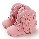 Timatego Baby Girl Cowboy Tassel Boots Side Zipper Non Slip Stay On Booties Infant Toddler First...