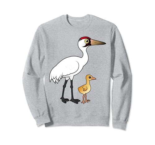 Cute Cartoon Whooping Crane with Chick Birdorable Birds Sweatshirt