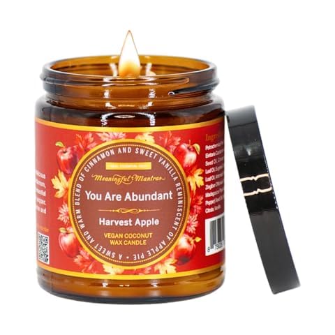 Harvest Apple Pure Essential Oils Non-Toxic Fall Aromatherapy Candle 8oz Coconut Wax Candle Cover