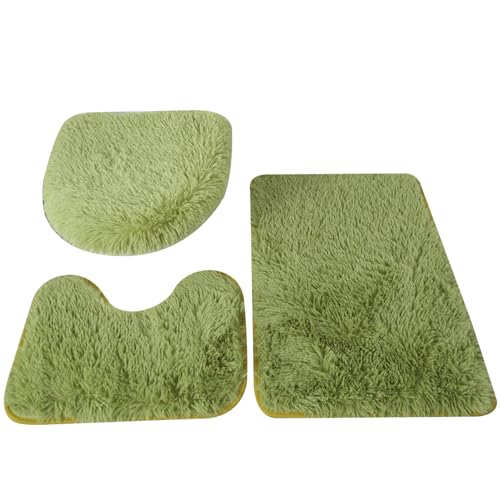 Tapis de bain vert 3 pièces : ensemble ultra absorbant et lavable - 2