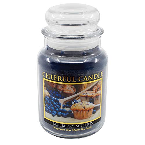A Cheerful Giver - Blueberry Muffins Scented Glass Jar Candle (24 oz) with Lid & True to Life Fragrance Made in USA
