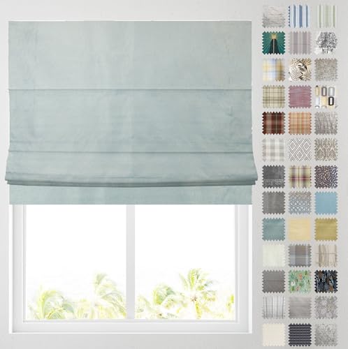 Barnes Blinds - Patterned Roman Blinds, Fully Lined, Custom Sizing Available - Durable Fittings Easy Fit (Duck Egg Weave 153cm)