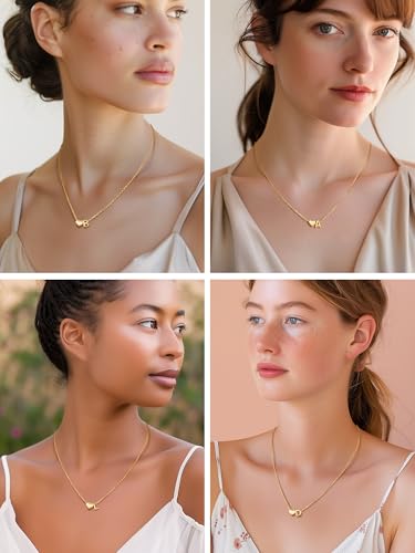 PROSILVER Initial Heart Necklace for Women, 925 Sterling Silver Tiny Heart Letter Necklace Siver, Gold Necklace, Come with Box3
